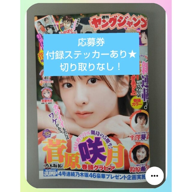 乃木坂46(ノギザカフォーティーシックス)のヤングジャンプ25号⭐️応募券・付録あり❗切り取りなし 乃木坂46 菅原咲月 エンタメ/ホビーの漫画(青年漫画)の商品写真