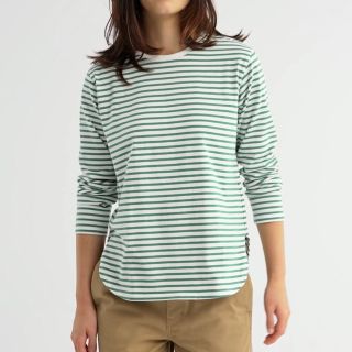 ユニクロ(UNIQLO)のユニクロ ソフトコットンボーダーラウンドヘムT（長袖）L(Tシャツ(長袖/七分))