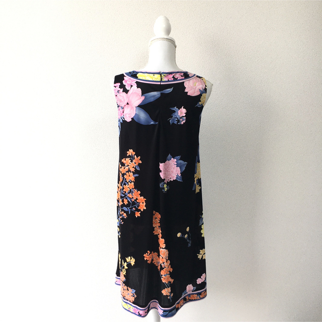 美品 LEONARD レオナール 花柄 カンカン リボン ドレス ワンピース