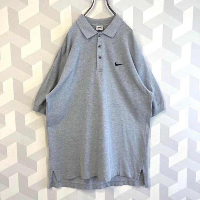 NIKE - 【90s ビンテージ ナイキ】XL以上 銀タグ 刺繍ロゴ ポロシャツ