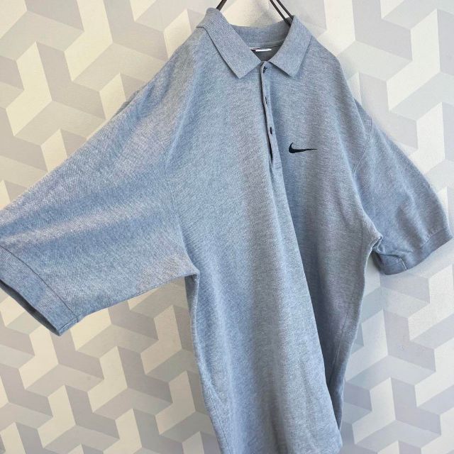 NIKE - 【90s ビンテージ ナイキ】XL以上 銀タグ 刺繍ロゴ ポロシャツ