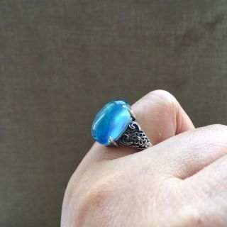 【高級】天然 アクアマリン リング s925 19.6*13.7mm(リング(指輪))