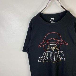 ユニクロ(UNIQLO)のC368 ユニクロ　ビッグプリント　プリントロゴ　M 黒　ブラック　半袖Tシャツ(Tシャツ/カットソー(半袖/袖なし))