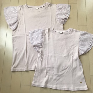キムラタン(キムラタン)のdolcina親子ペアカットソー130cm &Fサイズくすみピンク袖レース(Tシャツ/カットソー)