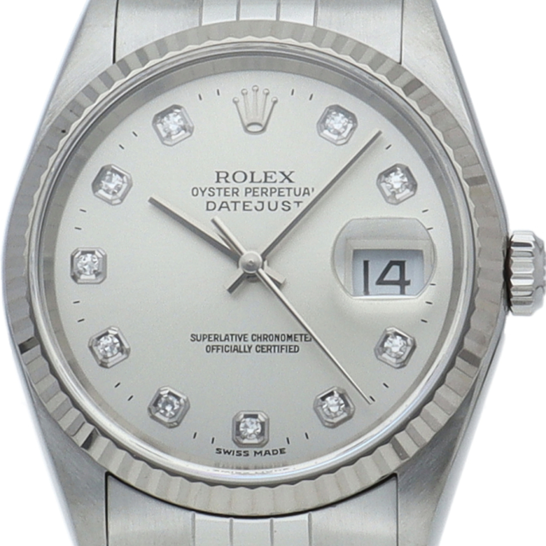 第一ネット なし 16234G(A) 10Pダイヤ メンズ時計 デイトジャスト ロレックス ROLEX K18WG/SS 【中古】 美品 仕上げ済  シルバー メンズ時計 その他