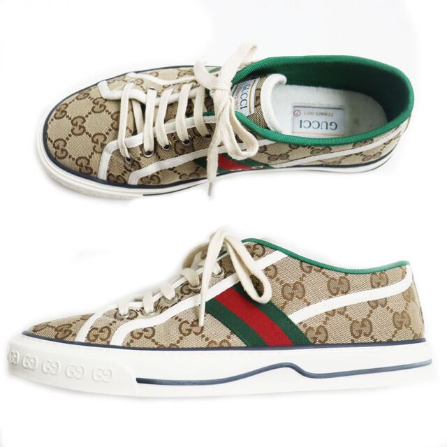 Gucci(グッチ)の美品●GUCCI グッチ テニス1977 GGキャンバス シェリー/ウェブライン ローカットスニーカー マルチカラー 7 イタリア製 メンズ メンズの靴/シューズ(スニーカー)の商品写真