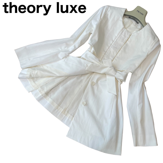 Theory luxe(セオリーリュクス)のtheory luxe ノーカラー　比翼仕立て　トレンチコート　スプリングコート レディースのジャケット/アウター(トレンチコート)の商品写真