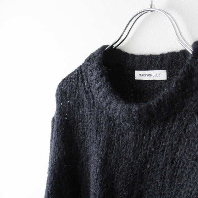 美品 2022AW MADISONBLUE マディソンブルー LOOSE PO MOHAIR モヘヤニットプルオーバー ルーズニット S/ブラック【2400013286060】