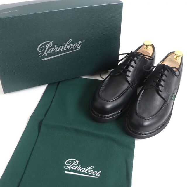 未使用品□Paraboot/パラブーツ 710709 シャンボード Uチップ LISSE リス カーフレザー モックトゥシューズ ブラック 6 1/2 仏製 メンズ