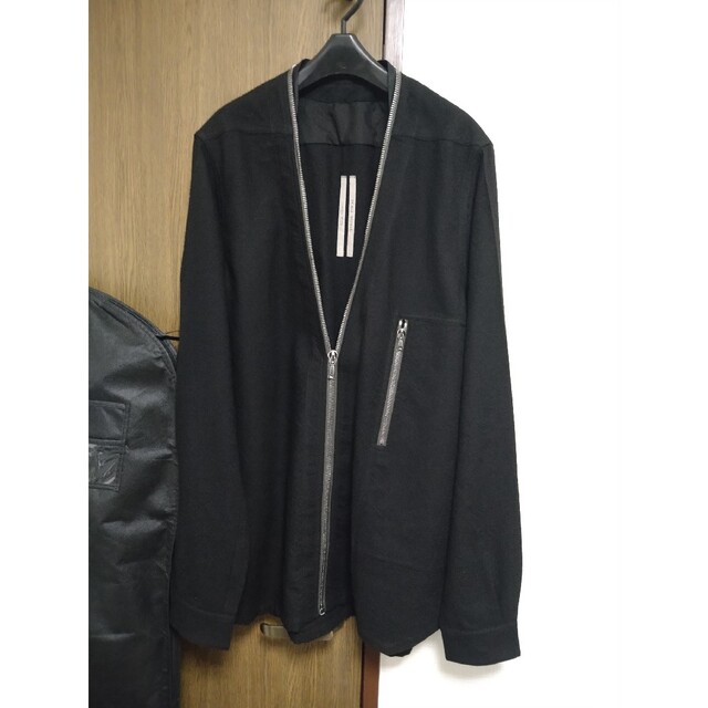 ノーカラージャケットRick Owens zip Larry shirt サイズ48