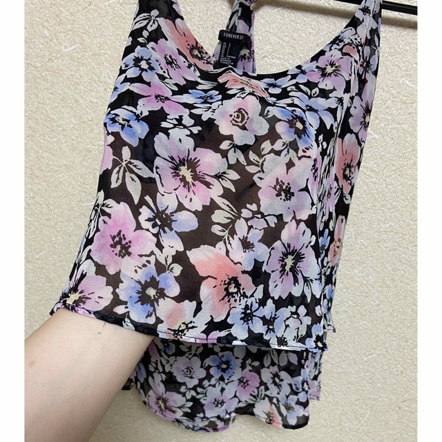 Forever21 花柄　フレア袖　ブラウス　チュニック　Sサイズ