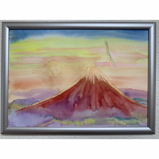 開運絵画 昇龍 龍神 赤富士 ダイヤモンド富士 水彩画 金運 金運アップ
