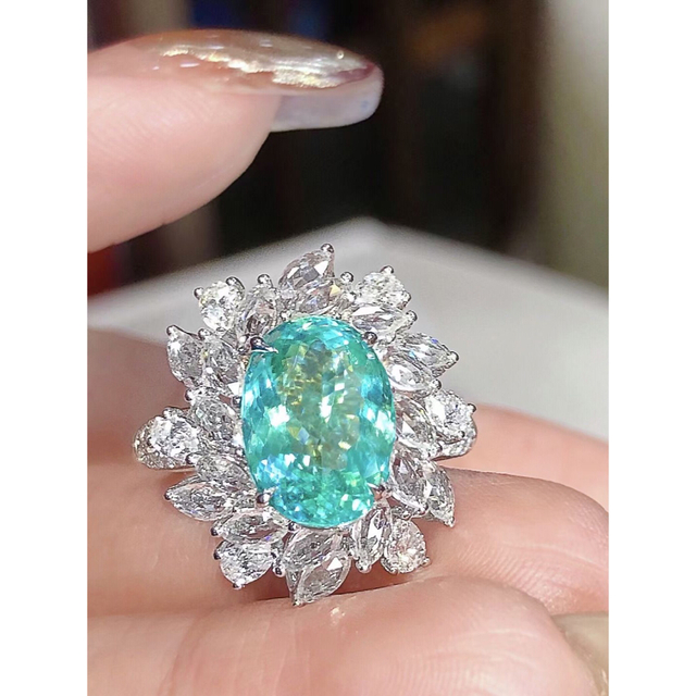 天然パライバトルマリン ダイヤ リング 2.19ct k18 ¥