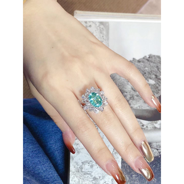 天然パライバトルマリン ダイヤ リング 2.19ct k18 ¥