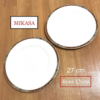 ミカサ(MIKASA)の美品！ミカサ リムデザインプレート ボーンチャイナ 皿 ペアセット(食器)