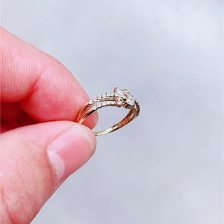 ★0.41ct★✨一粒ダイヤモンドK182列エタニティリング指輪