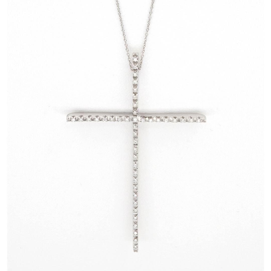 STAR jewelry k18WG ダイヤモンドクロスネックレス-