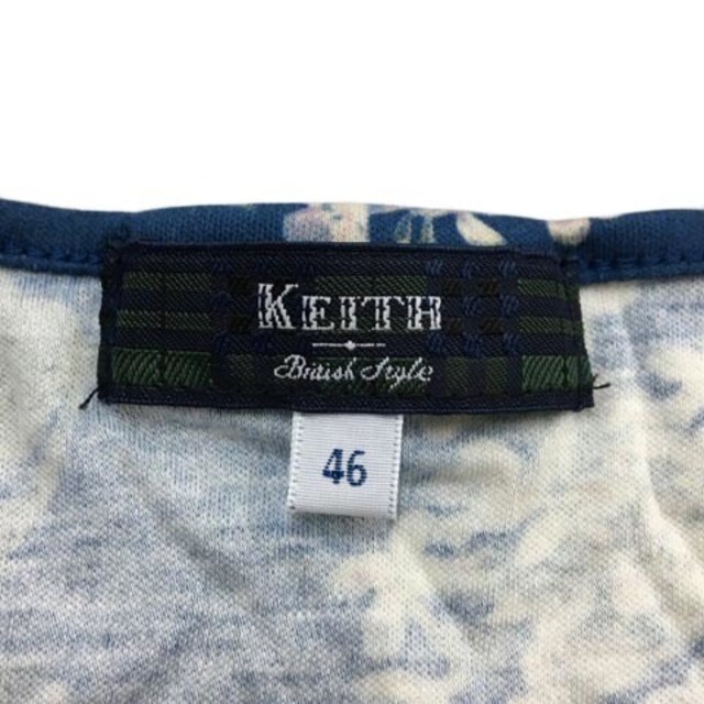 KEITH(キース)のキース カットソー Tシャツ ラウンドネック 花柄 半袖 46 紺 緑 レディースのトップス(カットソー(半袖/袖なし))の商品写真