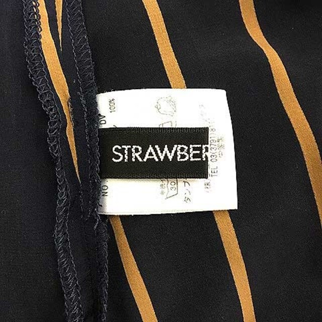 STRAWBERRY-FIELDS(ストロベリーフィールズ)のストロベリーフィールズ ブラウス カットソー ストライプ ノースリーブ 紺 茶 レディースのトップス(シャツ/ブラウス(半袖/袖なし))の商品写真