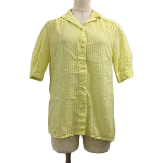 マカフィー(MACPHEE)のマカフィー トゥモローランド シャツ ブラウス ストライプ 半袖 40 黄(シャツ/ブラウス(半袖/袖なし))