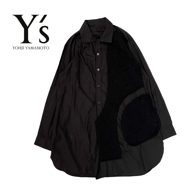 【Y's/yohjiyamamoto】異素材ドッキング ロング丈シャツ