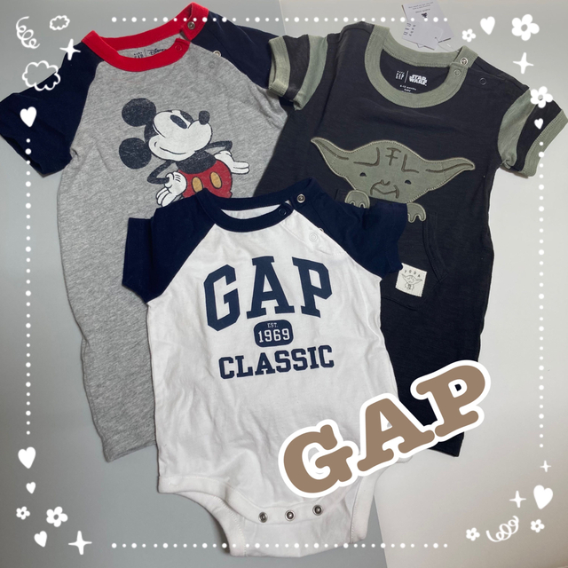 babyGAP - baby GAP 半袖ロンパース 3点セット70〜80サイズの通販 by ぷぅすけ's shop｜ベビーギャップならラクマ