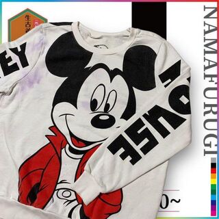 ディズニー(Disney)の古着 Disney ミッキー　マウス　袖プリント　希少　プリント ビンテージ(スウェット)