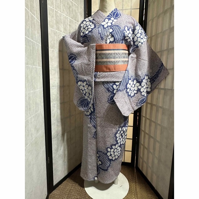 浴衣美品逸品!2点セット有松鳴海総絞り浴衣!藤色身丈157裄丈67の通販 浴衣美品逸品!2点セット有松鳴海総絞り浴衣!藤色身丈157裄丈67の通販