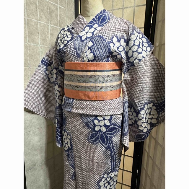 浴衣美品逸品!2点セット有松鳴海総絞り浴衣!藤色身丈157裄丈67の通販