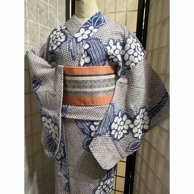 浴衣美品逸品!2点セット有松鳴海総絞り浴衣!藤色身丈157裄丈67の通販