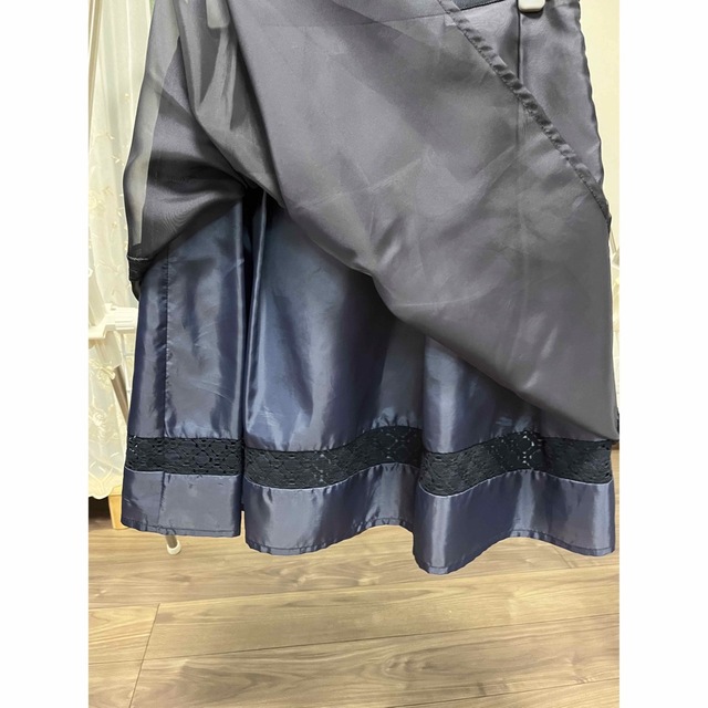 ネイビー　透かしスカート　サイズ1 レディースのスカート(ひざ丈スカート)の商品写真