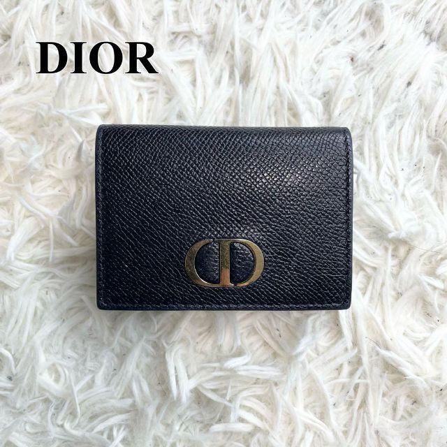 日替わり DIOR 30 MONTAIGNE 三つ折り財布 CD金具 シボ革 黒