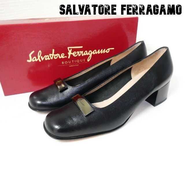 ハイヒール/パンプス 良品 綺麗 Salvatore Ferragamo レザー スクエア