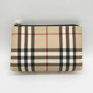 バーバリー(BURBERRY)のBURBERRY バーバリー ポーチ チェック柄 ベージュ ナイロンキャンバス 【中古】(ポーチ)