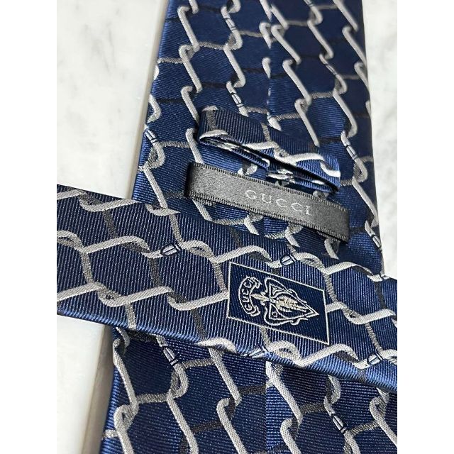 【世界最高峰ネクタイ✨️極美品✨️】GUCCI ネイビー系 総柄