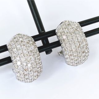 ★天然ダイヤモンド 【計2ct】 K18WG パヴェ フープ ピアス 7.3g(ピアス)