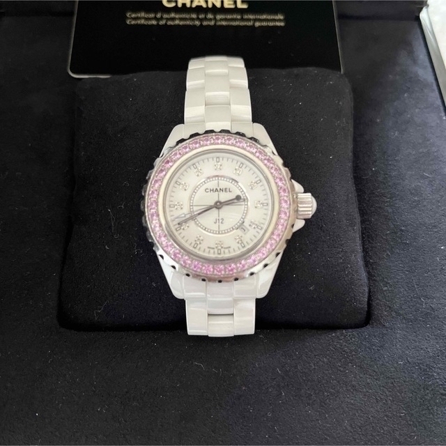 美品 シャネル  J12 ダイヤモンド ピンクサファイア レディース腕時計