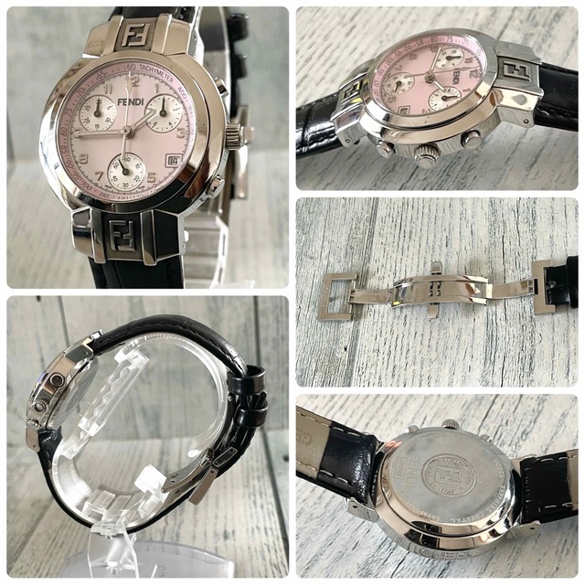 【動作OK】FENDI フェンディ 腕時計 4500L クロノグラフ ピンク