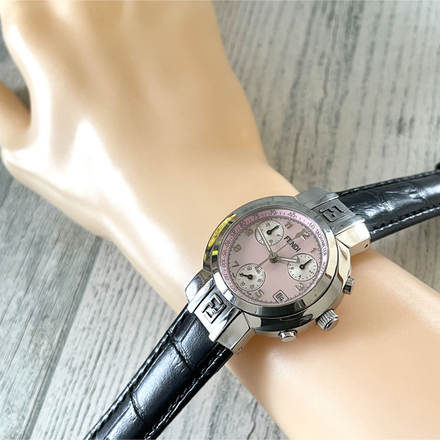 【動作OK】FENDI フェンディ 腕時計 4500L クロノグラフ ピンク