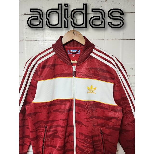 希少》adidas アディダスオリジナルス ジャージ ジャケット 総柄 赤-