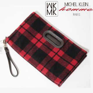 ミッシェルクランオム(MICHEL KLEIN HOMME)の新品 ミッシェルクランオム ２WAY クラッチバッグ トートバッグ 赤チェック(セカンドバッグ/クラッチバッグ)