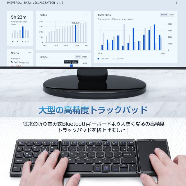 Ewin Bluetooth キーボード 折りたたみ ワイヤレス キーボード タ