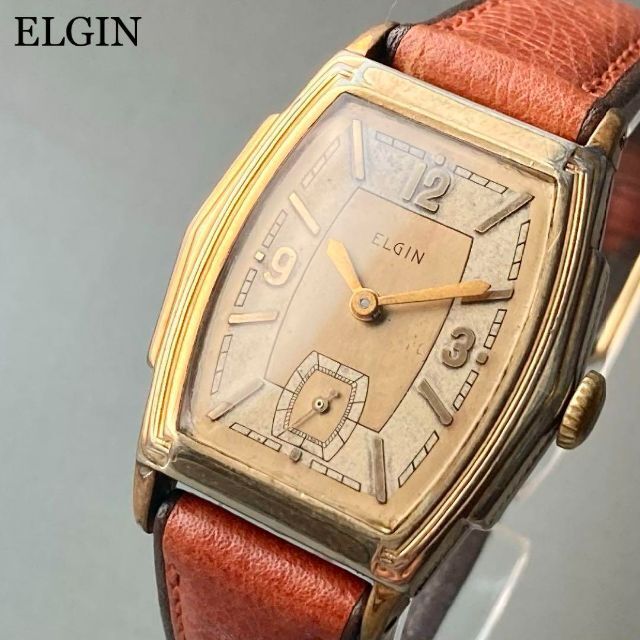 エルジン ELGIN アンティーク 腕時計 手巻き メンズ トノー型 - 通販