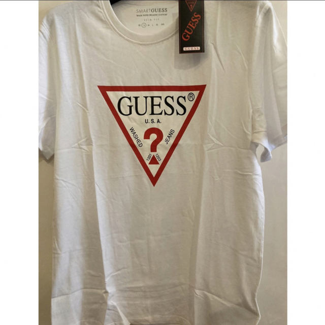 GUESS(ゲス)の新品未使用！　ゲス　GUESS ロゴTシャツ　ホワイトＬ メンズのトップス(Tシャツ/カットソー(半袖/袖なし))の商品写真