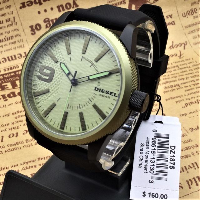Diesel Rasp NSBB 3針ブラックシリコン腕時計 DZ1875