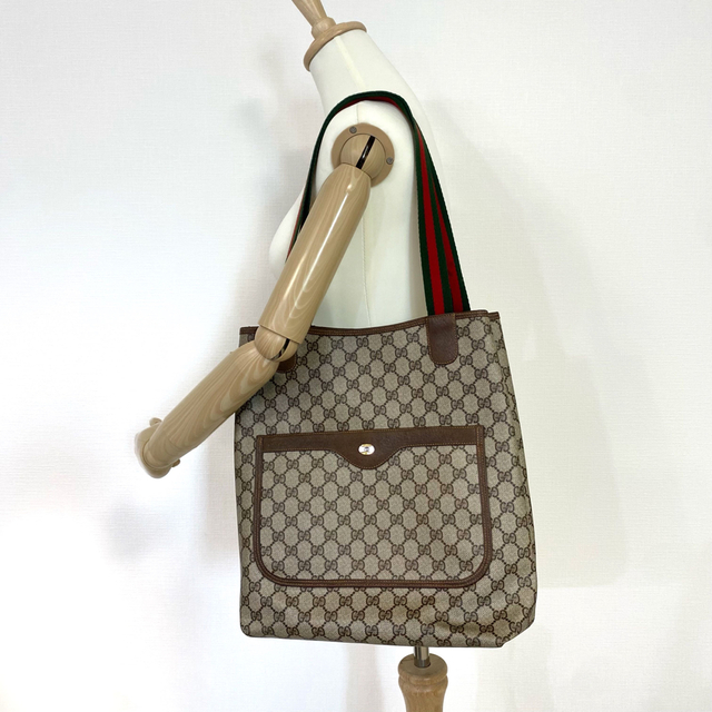 Gucci(グッチ)のGUCCI グッチ トートバッグ シェリーライン GG柄 ブラウン レディースのバッグ(トートバッグ)の商品写真