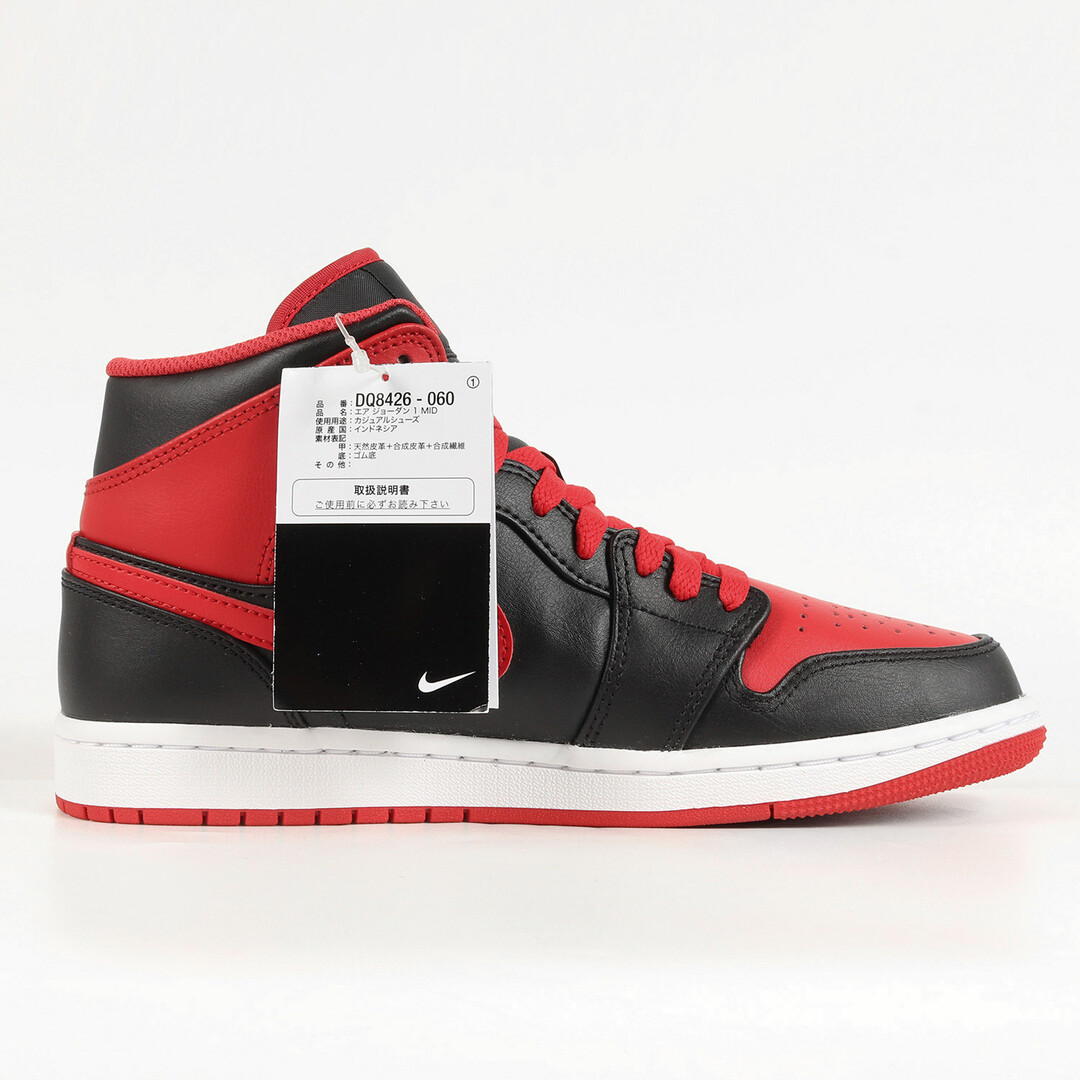 NIKE(ナイキ)のNIKE ナイキ サイズ:26.5cm AIR JORDAN 1 MID BRED TOE (DQ8426-060) 2022年 エアジョーダン 1 ミッド ブレッド トゥ ブラック ファイアレッド 黒赤 US8.5 スニーカー 【メンズ】 メンズの靴/シューズ(スニーカー)の商品写真