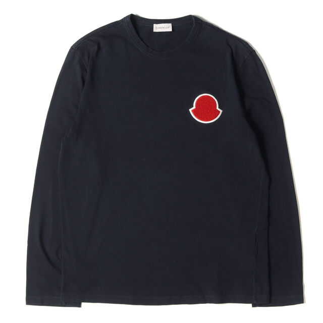 MONCLER モンクレール Tシャツ サイズ:L サガラ アイコン ワッペン ロングスリーブ カットソー MAGLIA GIROCOLLO E1091840600 8390T 19SS トップス 長袖 ロンT ネイビー 紺 【メンズ】