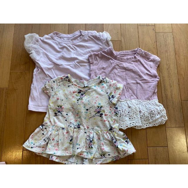 babyGAP(ベビーギャップ)のＴシャツ 3点セット ピンク　パープル　ミニー　baby　gap　GU　90 キッズ/ベビー/マタニティのキッズ服女の子用(90cm~)(Tシャツ/カットソー)の商品写真