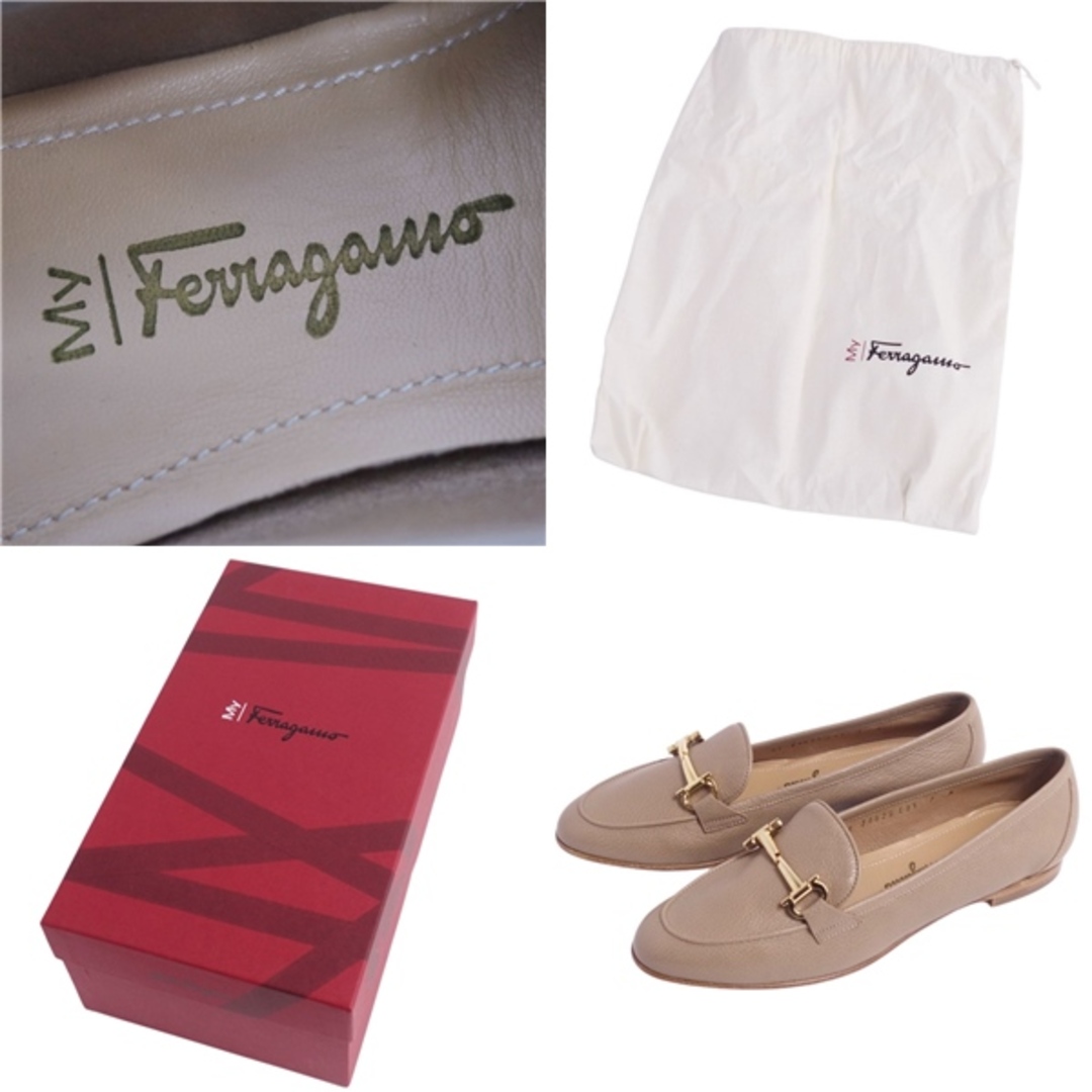 未使用 マイ フェラガモ My Ferragamo パンプス ローファー フラットパンプス ホースビット レザー シューズ レディース  7M(24.5cm相当) ベージュ